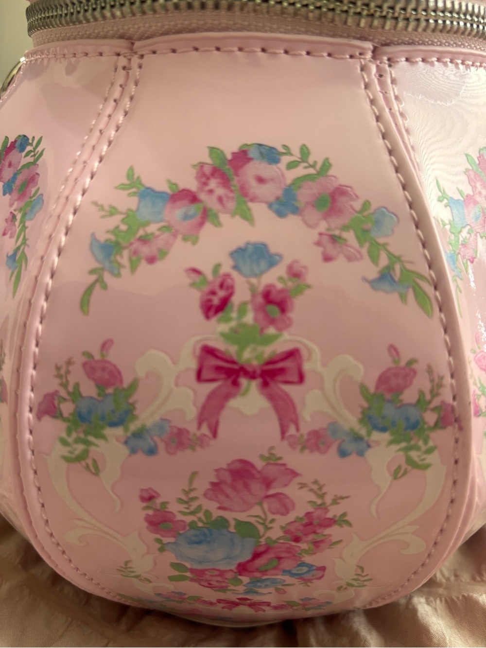Pink Teapot Crossbody Purse | Cottagecore Floral Novelty Crossbody - Picture 3 of 4